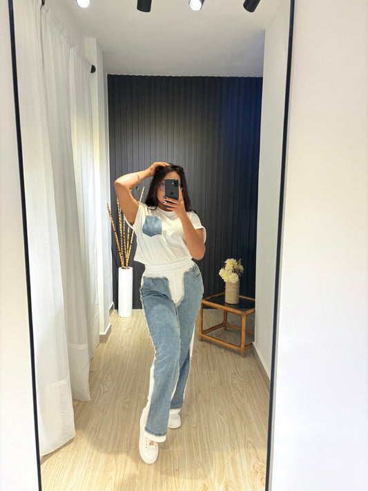 Set Casual Contraste Denim